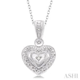 1/20 ctw Heart Shape Single Cut Diamond Pendant in Sterling Silver with Chain
